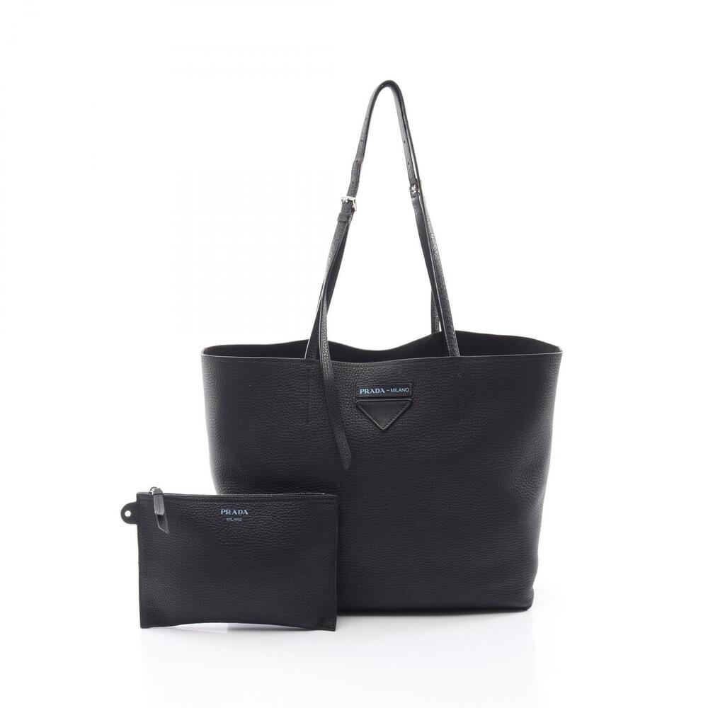 Prada black textured calfskin Leather Tote Bag